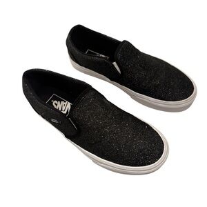 Vans Asher or Classic Slip-On shoes in black glitter women’s size 7.5